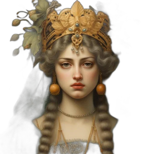 crown, jewelry, face, hat, fantasy art, concept art, photorealistic, oil painting transparent PNG cut-out
