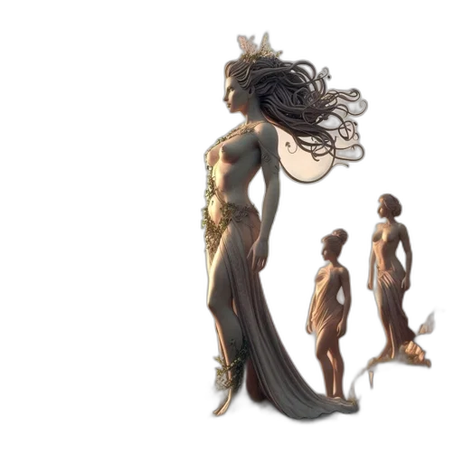 hair, creature, dress, concept art, 3d render, fantasy art, comic book art, outer space transparent PNG cut-out