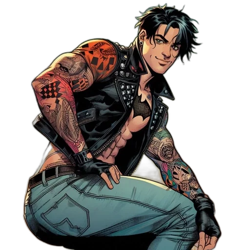 comic book art, cartoon, concept art, cyberpunk, individual, sporting, tattooed, torso transparent PNG cut-out