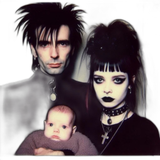 photorealistic, cyberpunk, family, portrait, features, man, woman, baby transparent PNG cut-out