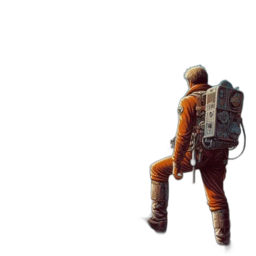jacket, robot, weapon, animal, concept art, pixel art, 3d render, comic book art transparent PNG cut-out