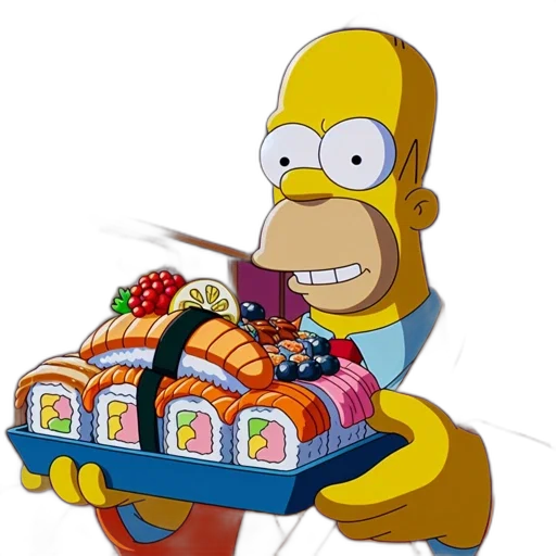 food, car, jewelry, cartoon, neon lights, homer, simpson, holds transparent PNG cut-out
