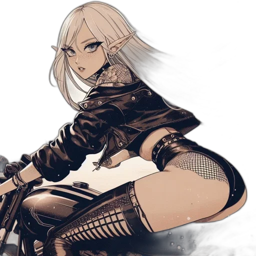 weapon, sword, jacket, concept art, fantasy art, cyberpunk, comic book art, monochrome transparent PNG cut-out