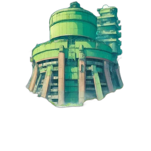 building, robot, crown, hat, concept art, 3d render, pixel art, vaporwave transparent PNG cut-out