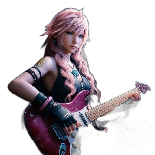 weapon, concept art, fantasy art, 3d render, photorealistic, animated, woman, pink transparent PNG cut-out