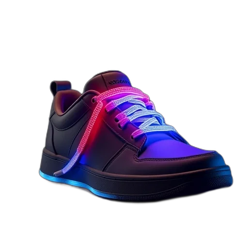shoes, 3d render, vaporwave, neon lights, neon, led, shoeslaces, flashing transparent PNG cut-out