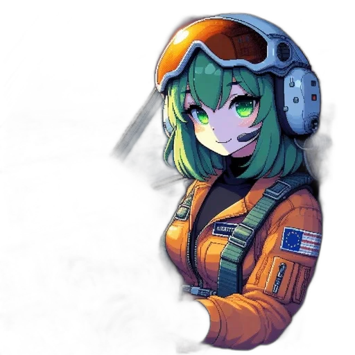 robot, staff, face, jacket, concept art, anime, pixel art, fantasy art transparent PNG cut-out