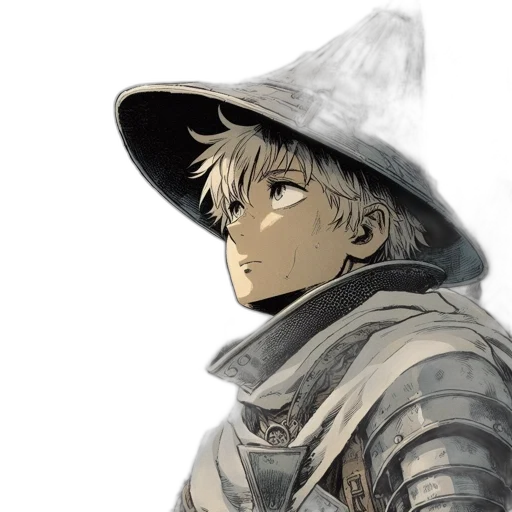 hat, mask, sword, face, concept art, fantasy art, photorealistic, comic book art transparent PNG cut-out