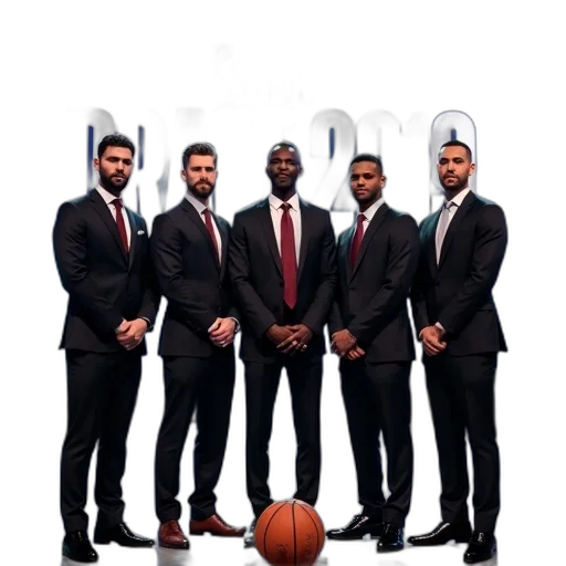 group, men, dressed, formal, attire, standing, front, stage transparent PNG cut-out