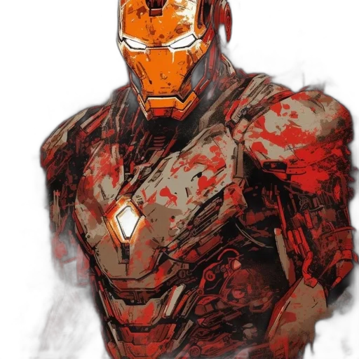 mask, face, robot, comic book art, concept art, photorealistic, 3d render, red transparent PNG cut-out