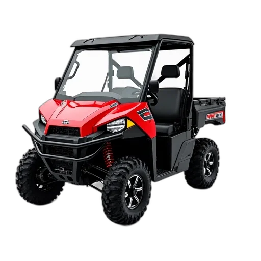 red, black, polaris, ranger, atv, displayed, against, white transparent PNG cut-out