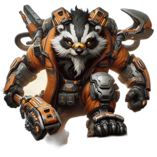 animal, weapon, creature, robot, concept art, fantasy art, 3d render, anthropomorphic transparent PNG cut-out