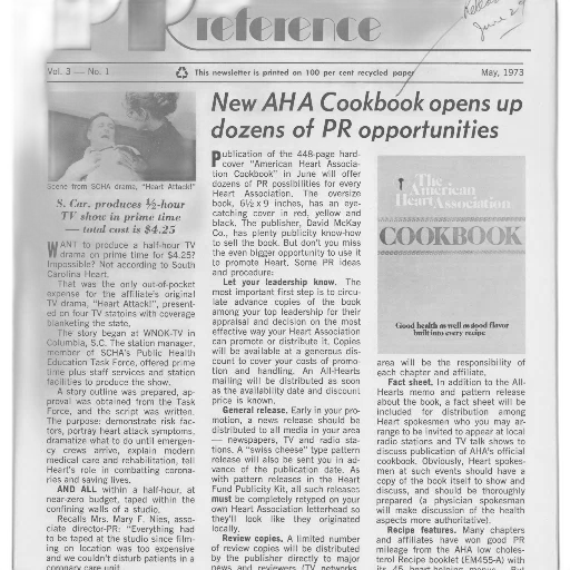 page, newsletter, headline, new, aha, cookbook, opens, dozens transparent PNG cut-out