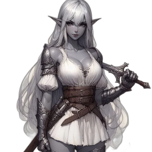 sword, staff, dress, weapon, fantasy art, concept art, pixel art, comic book art transparent PNG cut-out