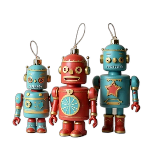 robot, 3d render, three, ornaments, made, paper, design transparent PNG cut-out