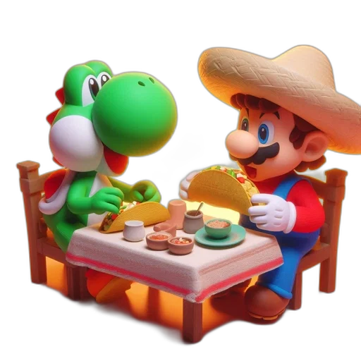 food, hat, furniture, concept art, 3d render, fire, yoshi, mario transparent PNG cut-out