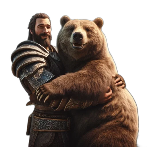 animal, concept art, fantasy art, bearded, man, intricate, armor, hugs transparent PNG cut-out