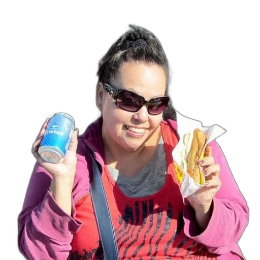 food, jacket, bottle, creature, photorealistic, woman, wearing, sunglasses transparent PNG cut-out