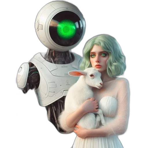 robot, creature, animal, dress, concept art, pixel art, cyberpunk, 3d render transparent PNG cut-out