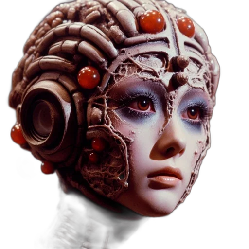 robot, mask, face, crown, cyberpunk, concept art, photorealistic, fantasy art transparent PNG cut-out