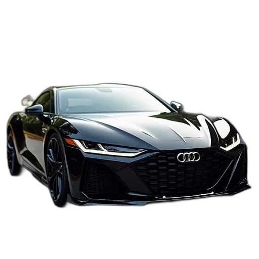 car, photorealistic, 3d render, concept art, sleek, black, sports, damaged transparent PNG cut-out