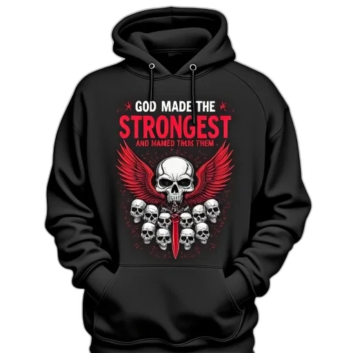 jacket, black, hoodie, graphic, design, front, features, red transparent PNG cut-out