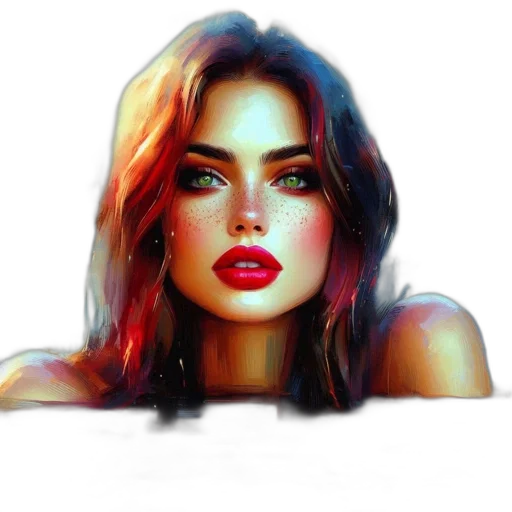 face, jewelry, photorealistic, oil painting, fantasy art, watercolor, neon lights, red transparent PNG cut-out