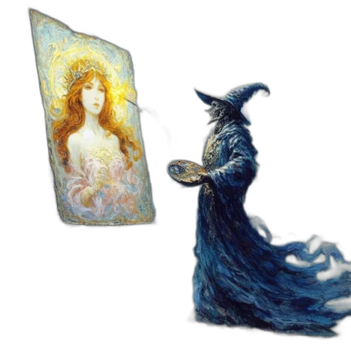 dress, fantasy art, concept art, oil painting, watercolor, forest, fire, outer space transparent PNG cut-out