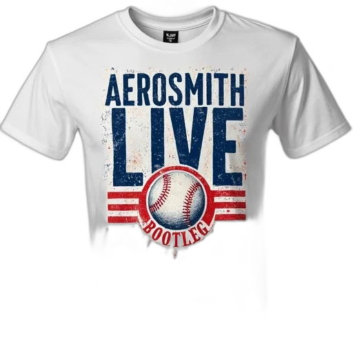 white, t-shirt, distressed, design, featuring, words, aerosmith, live transparent PNG cut-out