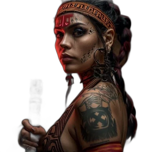 jewelry, face, weapon, staff, fantasy art, concept art, photorealistic, cyberpunk transparent PNG cut-out