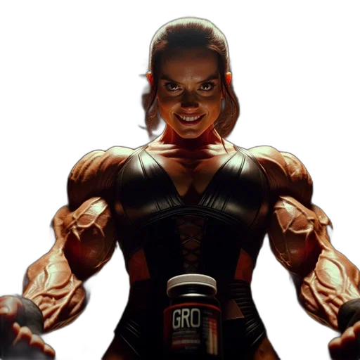 weapon, concept art, 3d render, comic book art, photorealistic, muscular, woman, displays transparent PNG cut-out