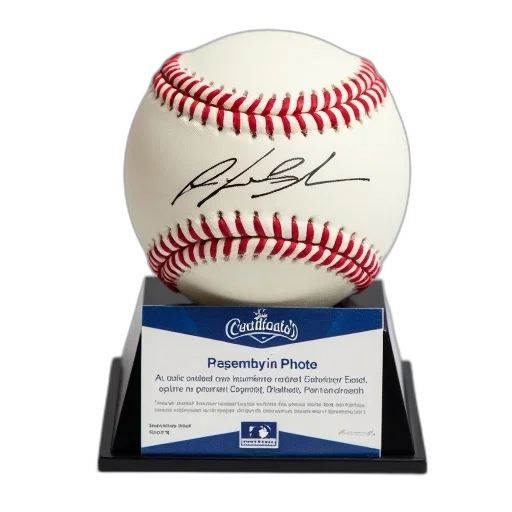 baseball, signed, player, number, displayed, stand, ball, white transparent PNG cut-out
