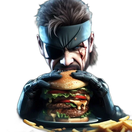 food, concept art, comic book art, 3d render, cyberpunk, individual, facial, scar transparent PNG cut-out