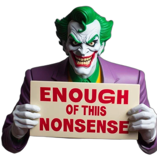 iconic, villain, joker, stands, against, monochromatic, background, sporting transparent PNG cut-out