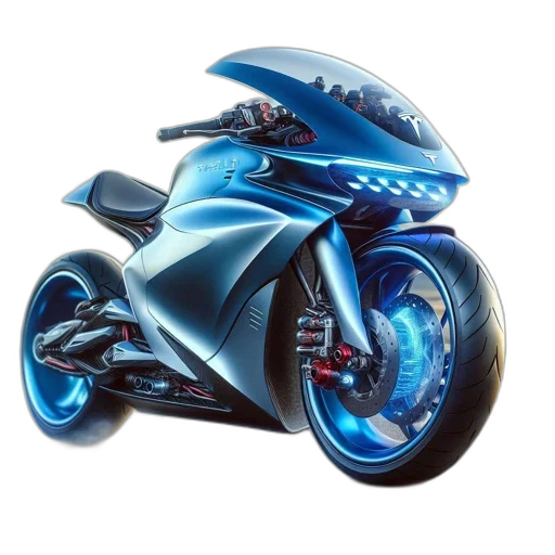 3d render, concept art, photorealistic, fantasy art, advanced, futuristic, blue, motorcycle transparent PNG cut-out