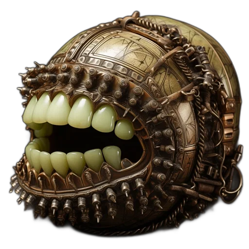 mask, crown, face, creature, 3d render, concept art, photorealistic, steampunk transparent PNG cut-out