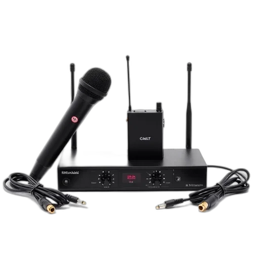 staff, black, wireless, microphone, system, displayed, white, background transparent PNG cut-out