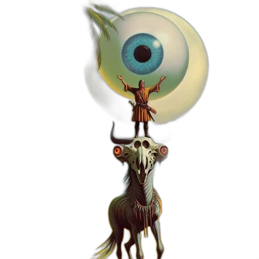 staff, creature, animal, mask, concept art, fantasy art, 3d render, surrealistic transparent PNG cut-out
