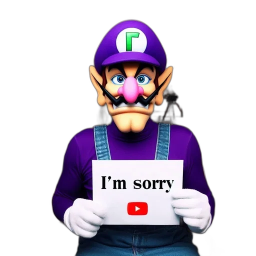 robot, vaporwave, 3d render, waluigi, sporting, his, signature, attire transparent PNG cut-out