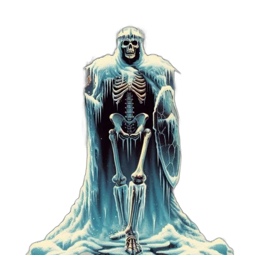 creature, robot, comic book art, concept art, underwater, blue, icy, skeleton transparent PNG cut-out