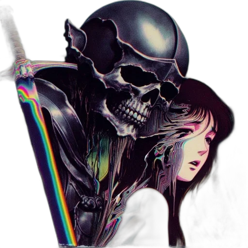 robot, mask, cyberpunk, vaporwave, concept art, pixel art, neon lights, outer space transparent PNG cut-out