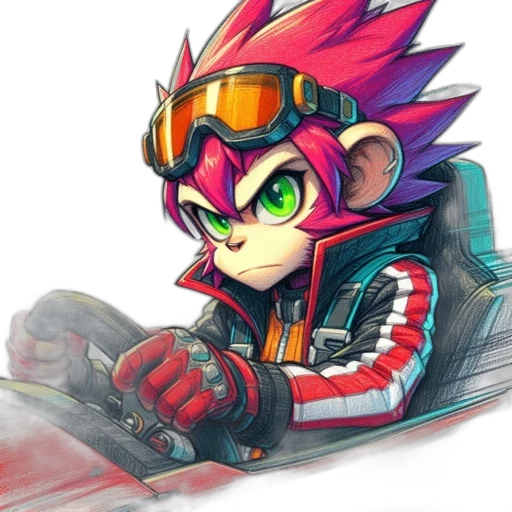 weapon, jacket, robot, animal, concept art, cyberpunk, pixel art, anime transparent PNG cut-out