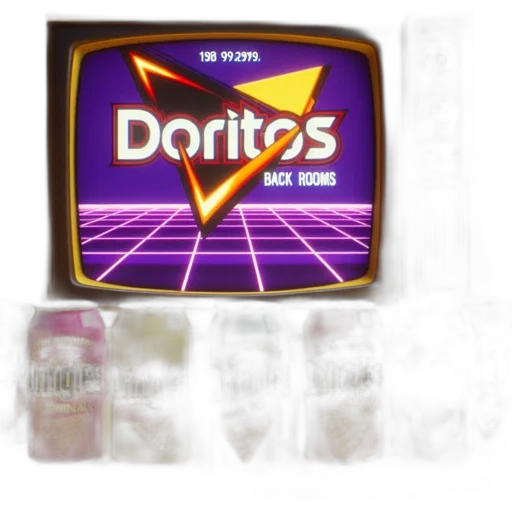 food, vaporwave, retro, advertisement, doritos, featuring, back, rooms transparent PNG cut-out