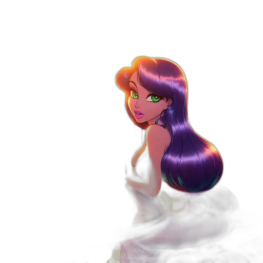 dress, hair, crown, concept art, fantasy art, watercolor, 3d render, outer space transparent PNG cut-out