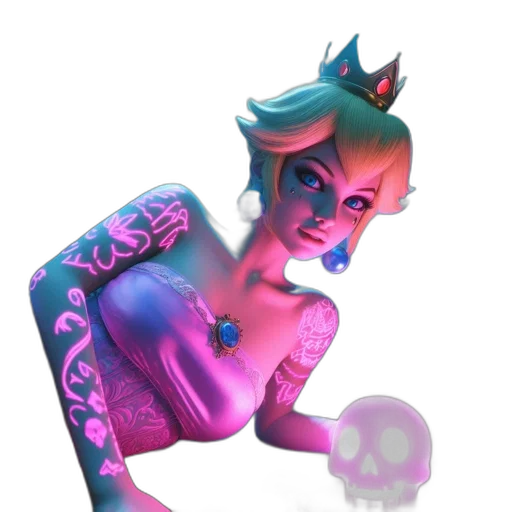 crown, robot, staff, weapon, concept art, 3d render, fantasy art, vaporwave transparent PNG cut-out