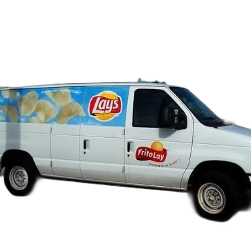 car, food, 3d render, white, van, lays, fritolay, logos transparent PNG cut-out