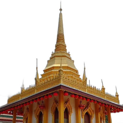 building, crown, staff, photorealistic, golden, traditional, thai, temple transparent PNG cut-out