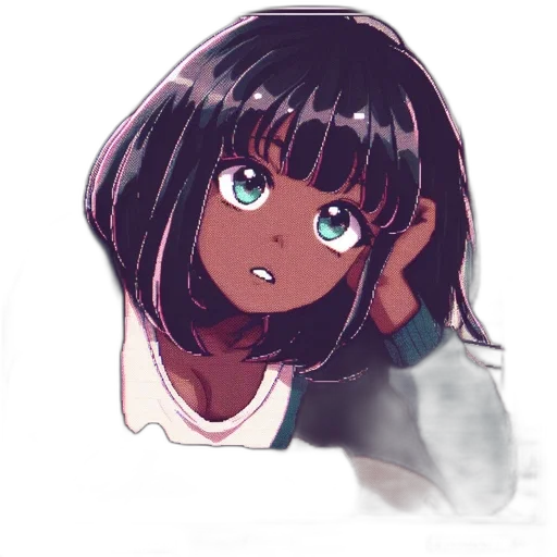 face, hair, creature, mask, anime, watercolor, vaporwave, pixel art transparent PNG cut-out