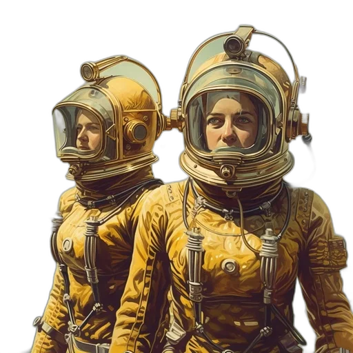 mask, concept art, comic book art, photorealistic, oil painting, outer space, underwater, golden transparent PNG cut-out