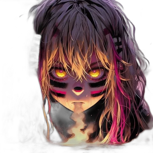 mask, face, creature, hair, concept art, anime, watercolor, fantasy art transparent PNG cut-out